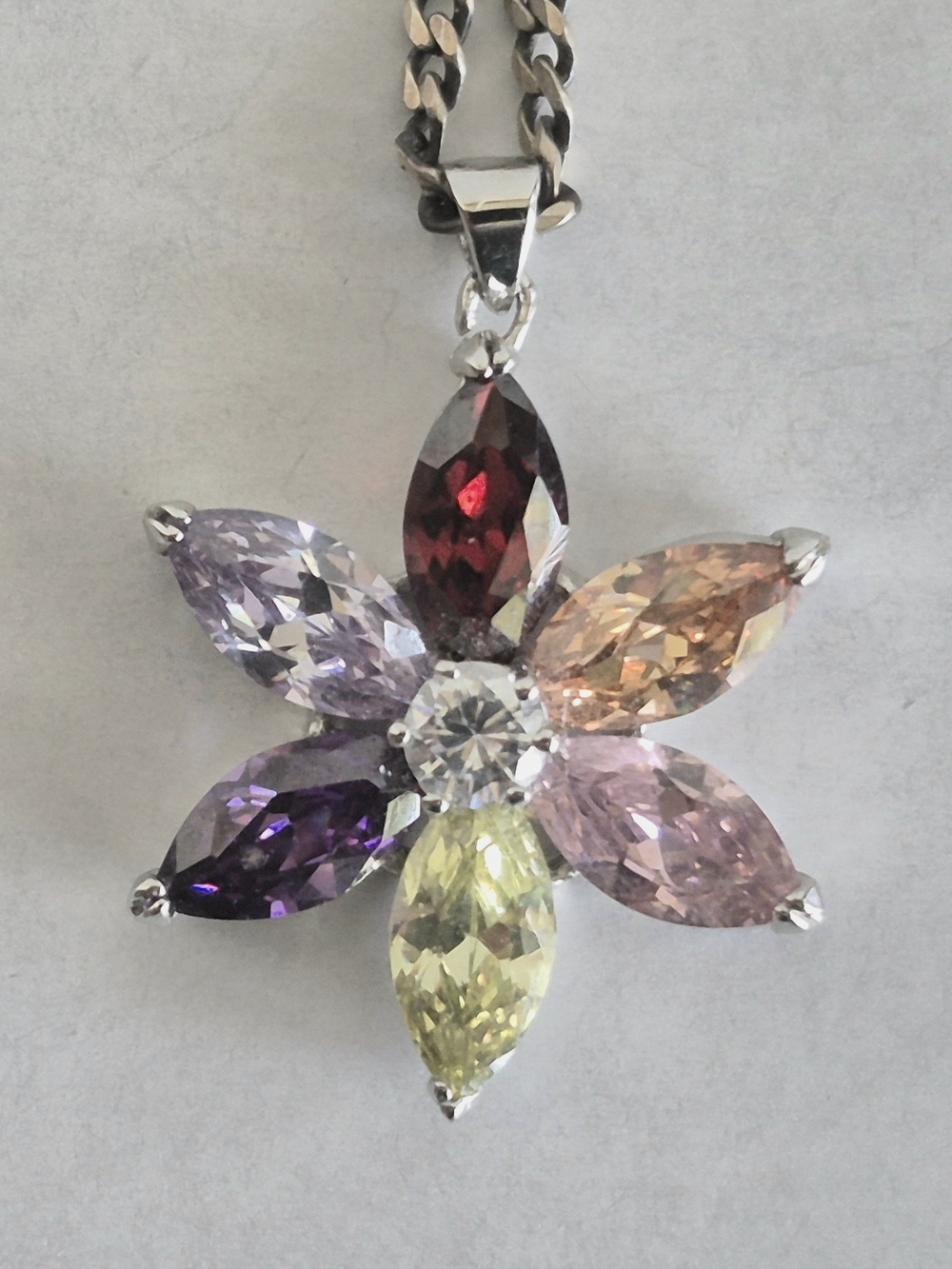 Milor-Italy Vintage Multicolor Gemstones .925 Sterling Silver Women's Necklace
